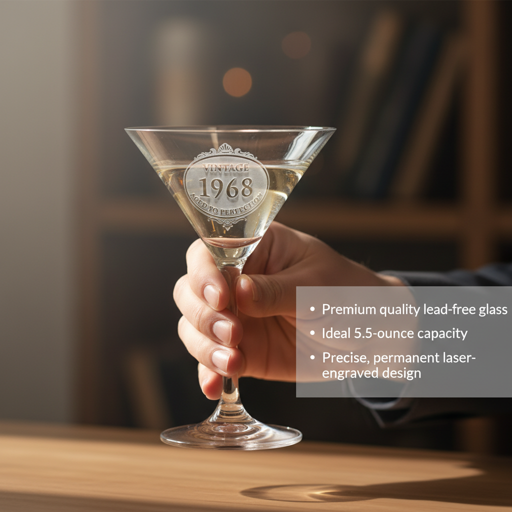 Engraved Crystal Birthday Martini Glass