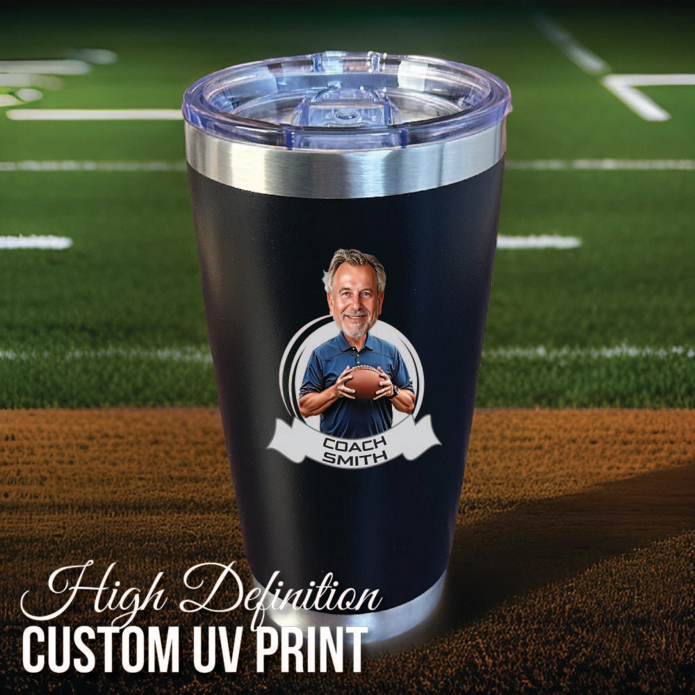 Unique Personalized Football Coach’s Game Day Tumbler Customized Gifts for Men by Groovy Guy