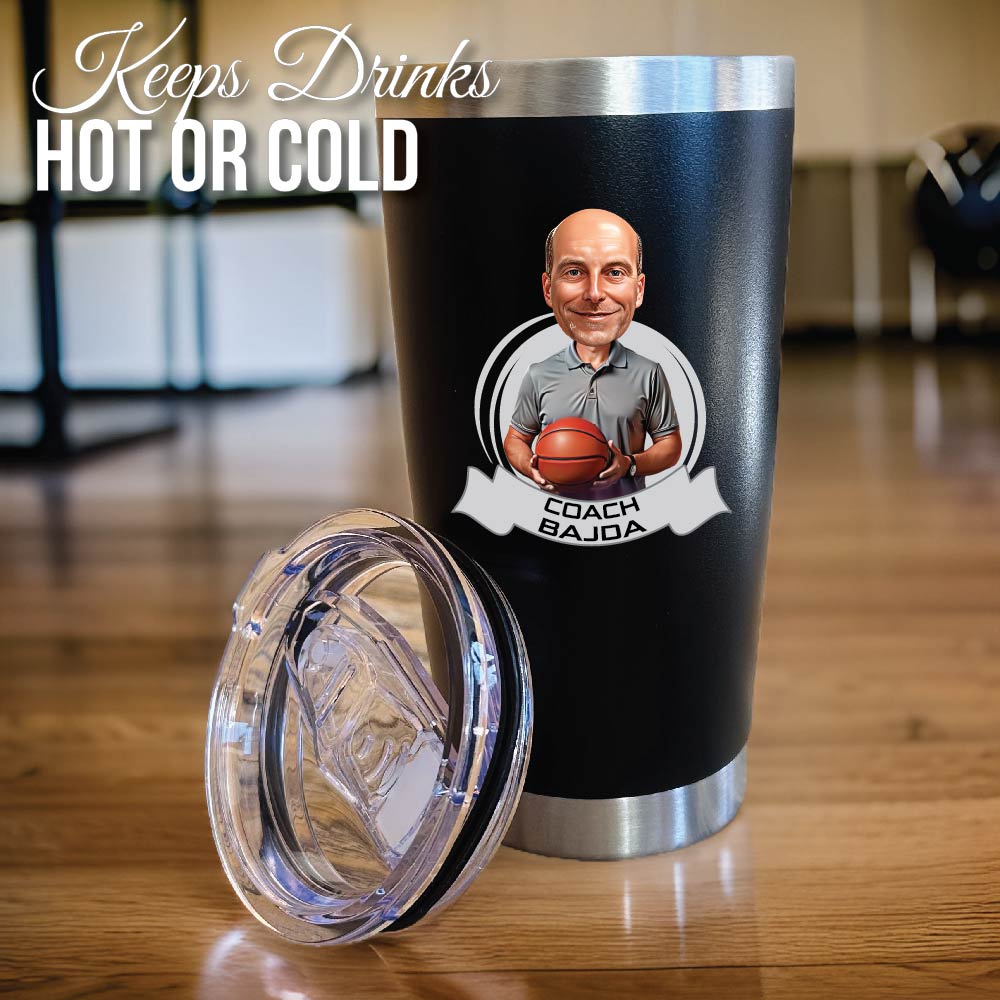 Unique Personalized Basketball Coach’s Game Day Tumbler Customized Gifts for Men by Groovy Guy