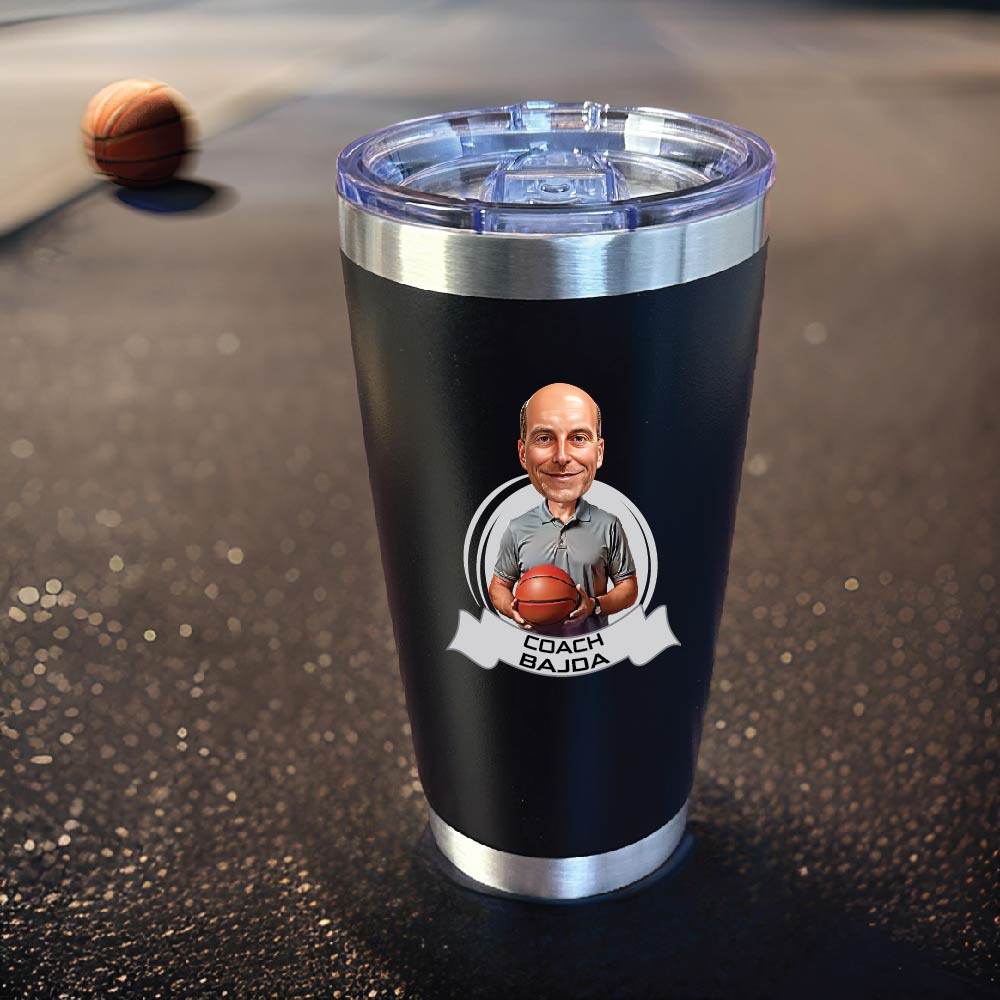 Unique Personalized Basketball Coach’s Game Day Tumbler Customized Gifts for Men by Groovy Guy