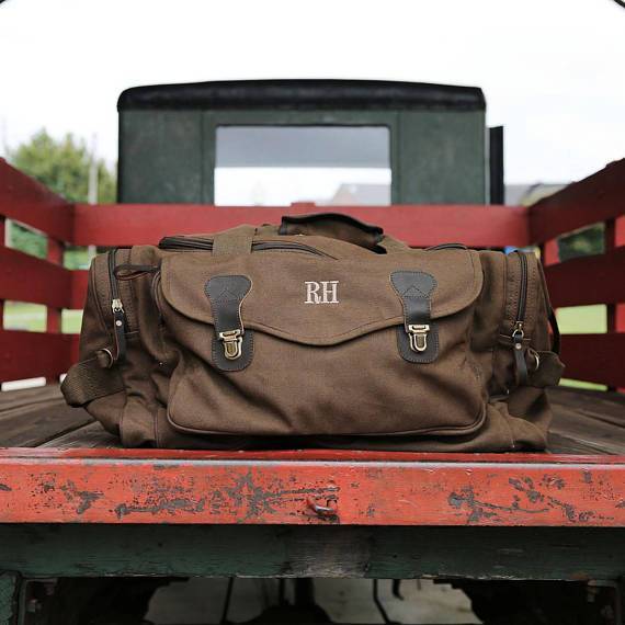 Voyager Personalized Canvas Duffle Bag - Monogrammed Weekend Travel Bag for Men