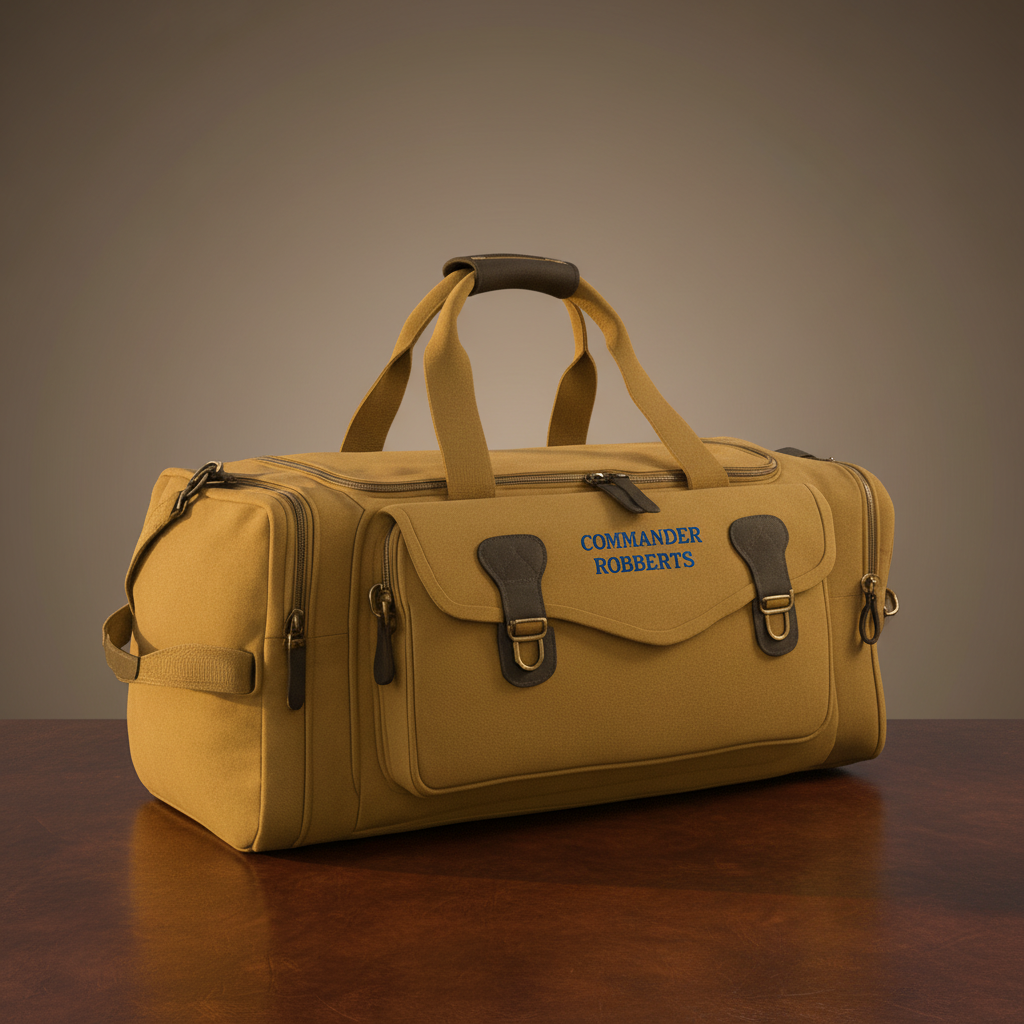 Personalized Navy Duffle Bag - Canvas Military Travel Bag