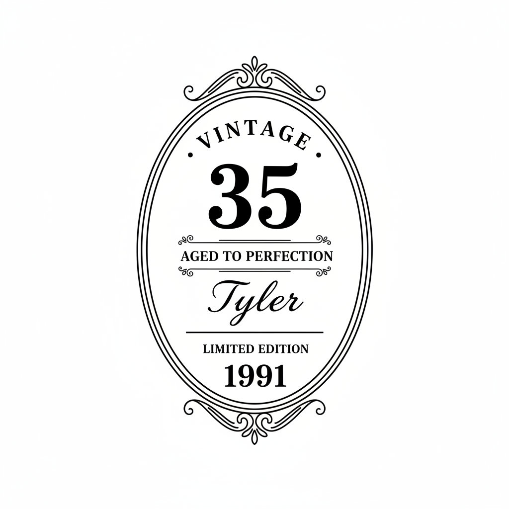 Vintage 35th Birthday Decanter engraving design