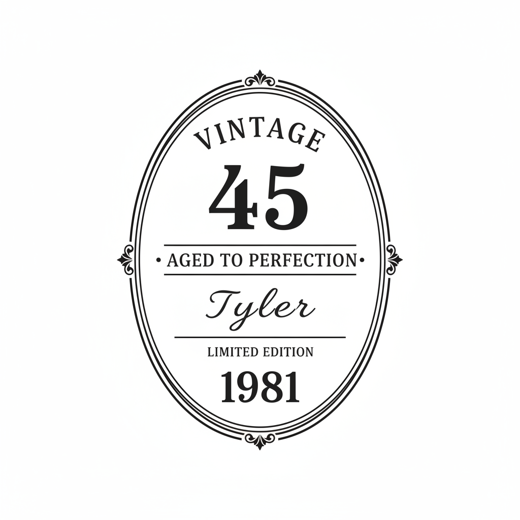Vintage 45th Birthday Decanter engraving design