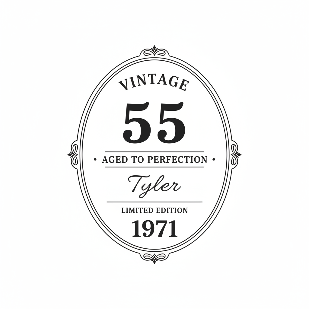 Vintage 55th Birthday Decanter engraving design