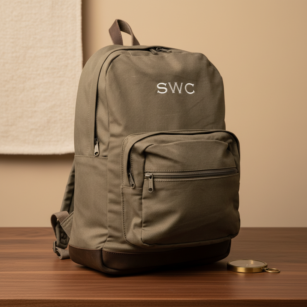Classic Embroidered Canvas Backpack
