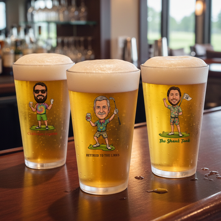 Cartoon Caddie Pint Glass