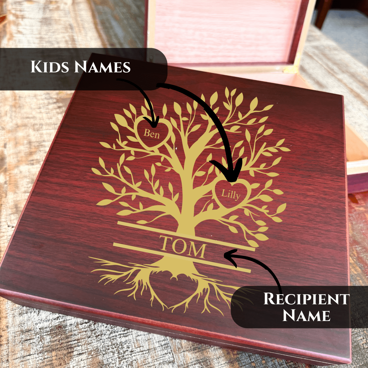 Custom Family Tree Keepsake Box - Groovy Guy Gifts