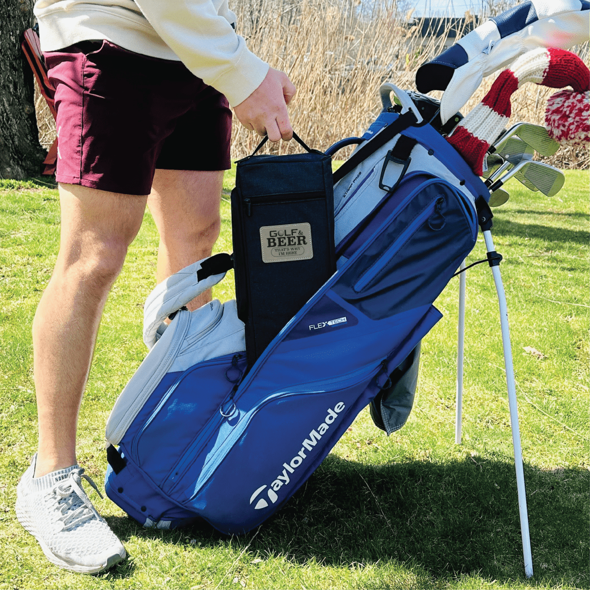 Unique Personalized Golf & Beer Is Why I'm Here Cooler Customized Golf Towel Gifts for Men by Groovy Guy