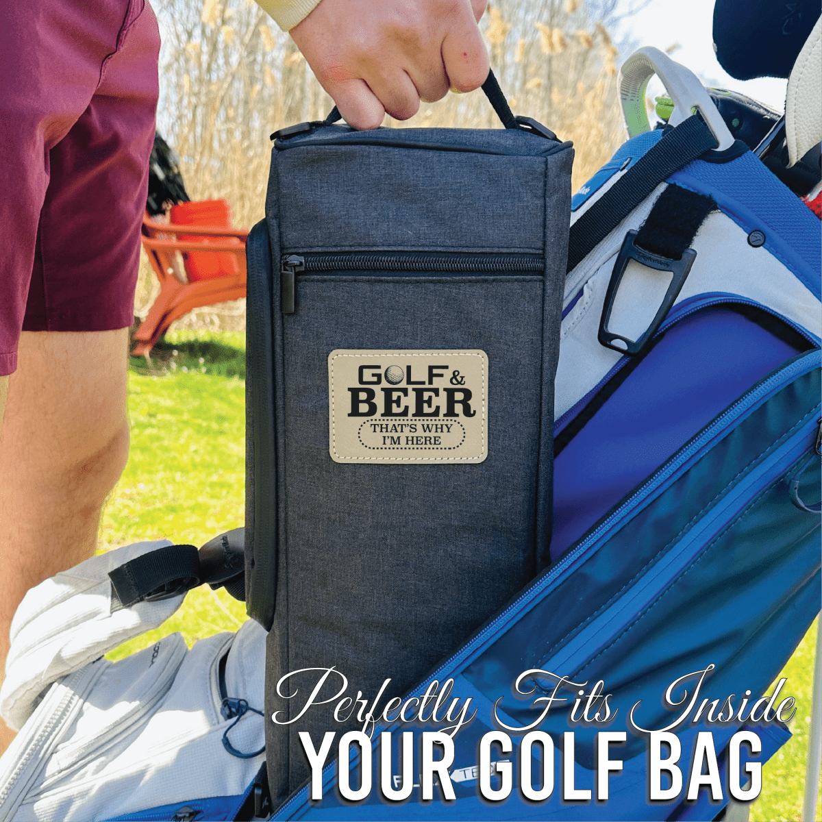 Unique Personalized Golf & Beer Is Why I'm Here Cooler Customized Golf Towel Gifts for Men by Groovy Guy