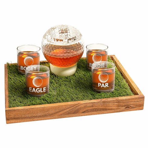 Unique Personalized Par 4 Decanter Set Customized Whiskey Gifts for Men by Groovy Guy