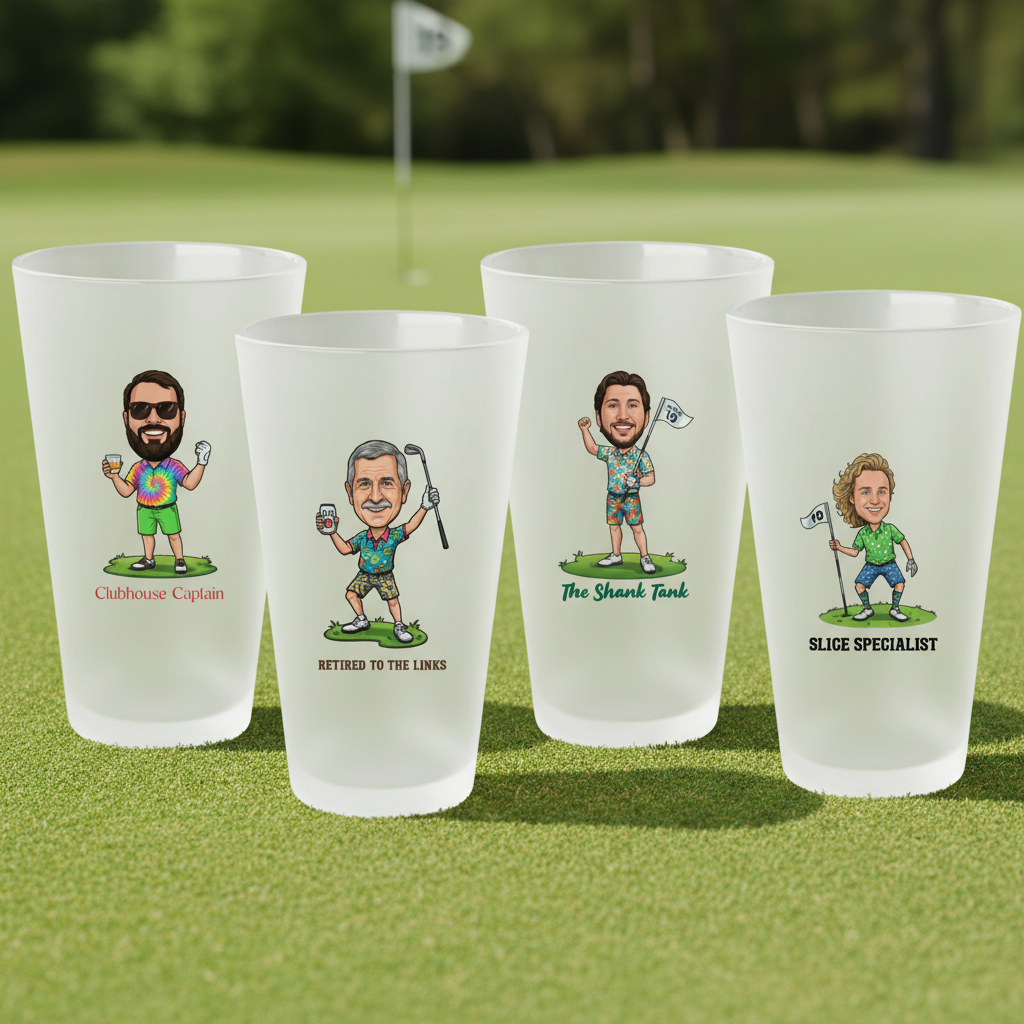Cartoon Caddie Pint Glass