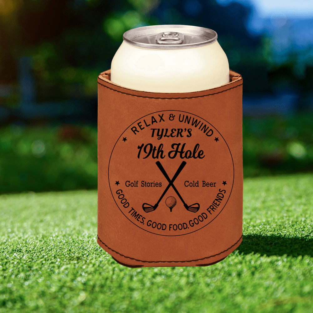 Unique Personalized 19th Hole Golf Koozie Customized Golf Gifts for Men by Groovy Guy