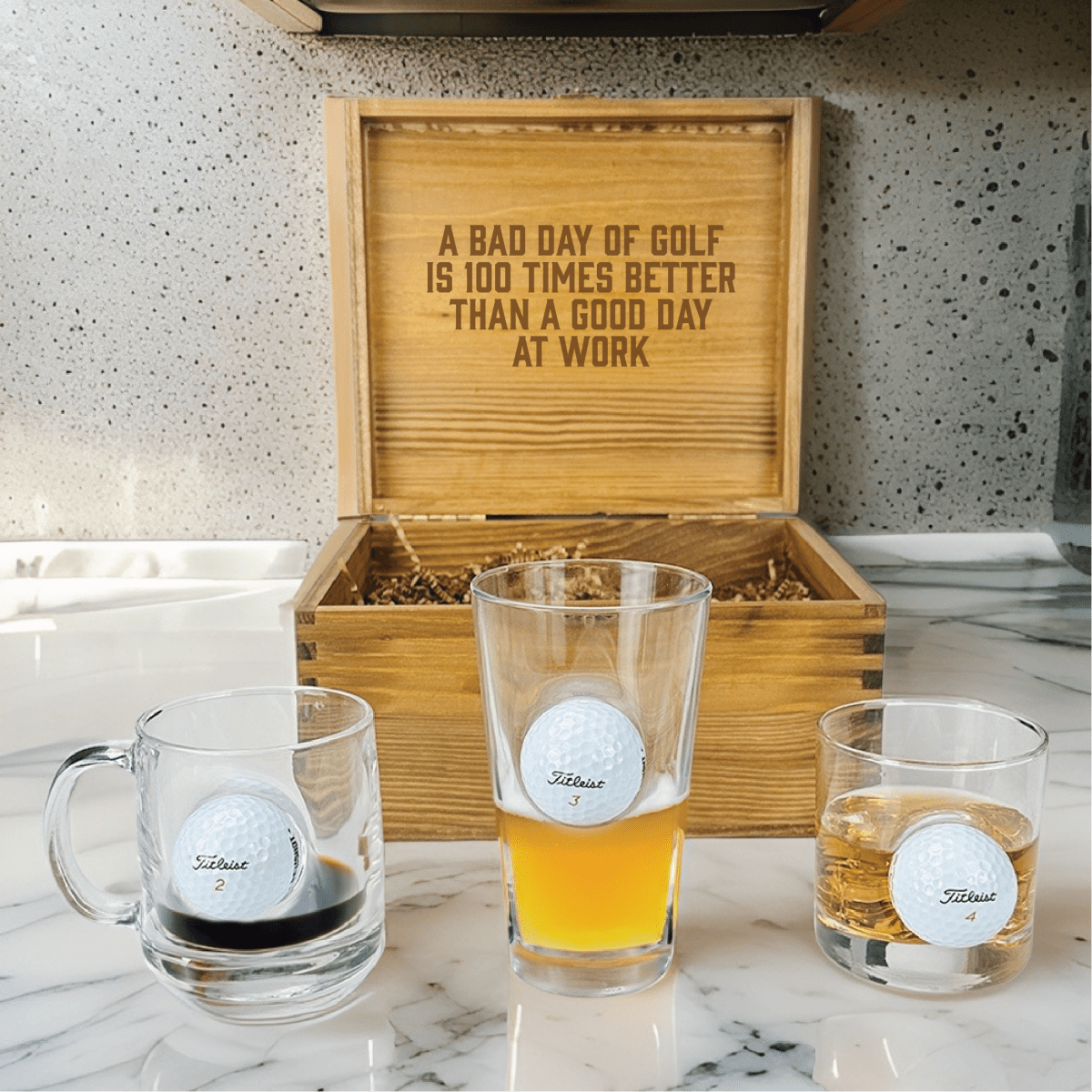 Unique Personalized Golfers Glassware Gift Set Customized Golf Gifts for Men by Groovy Guy