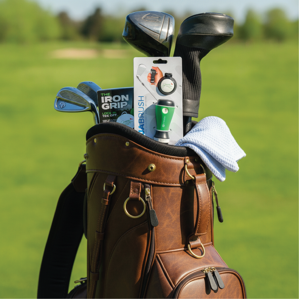 The Golfer's Gift Box, a personalized golf gift engraved with the recipient's name and stocked with on-course essentials.