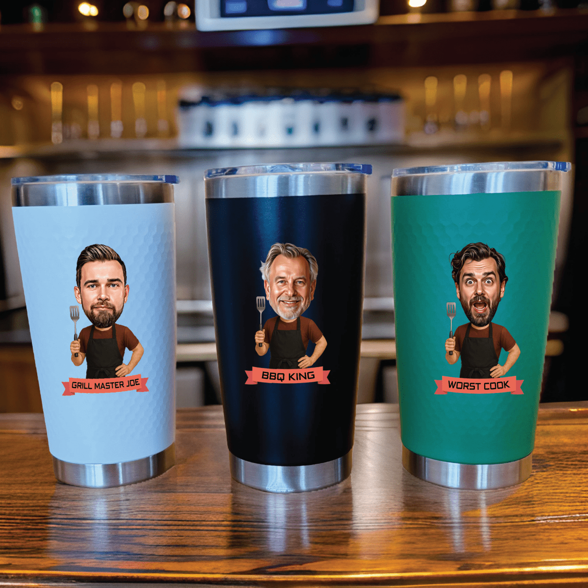 Unique Personalized King of the Grill Tumbler Customized Gifts for Men by Groovy Guy