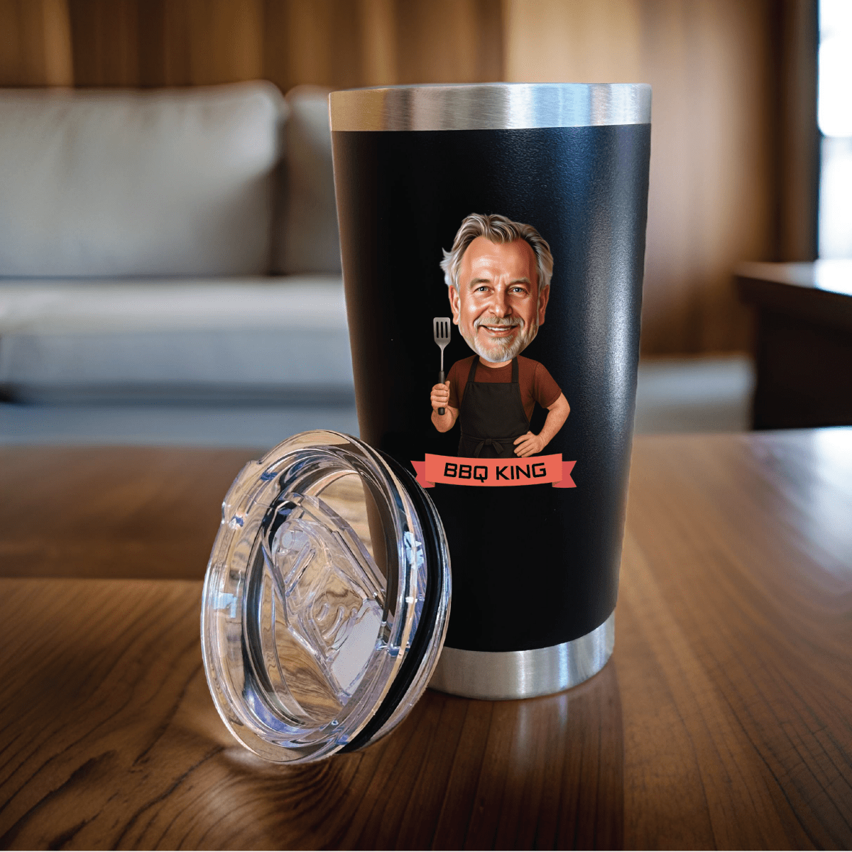 Unique Personalized King of the Grill Tumbler Customized Gifts for Men by Groovy Guy