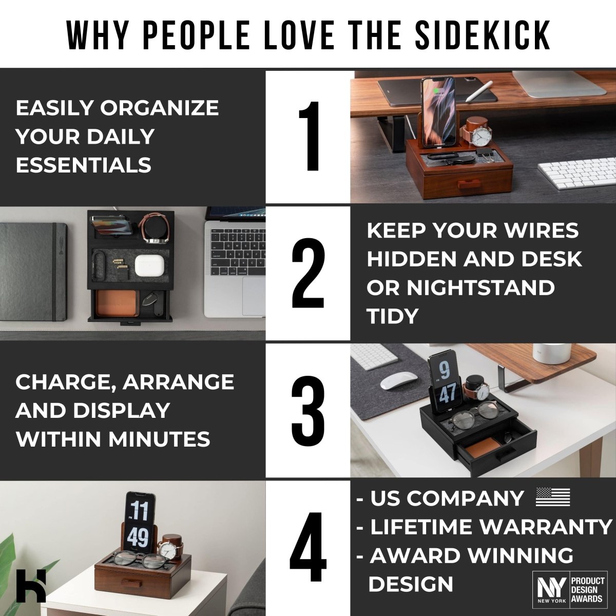 Unique Personalized Elegant Wooden Charging Dock Customized Valet Tray Gifts for Men by Groovy Guy