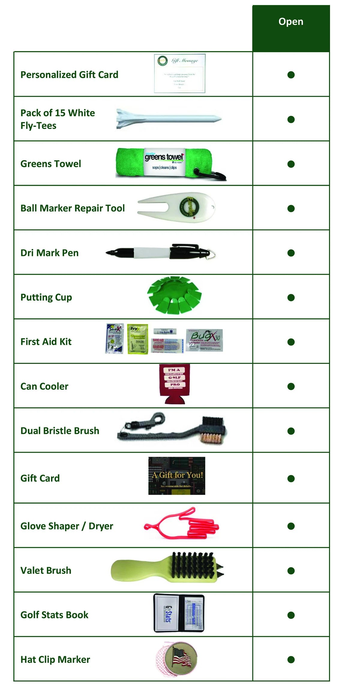 Golf Gift Basket with 13 essential golf accessories for golf tournaments or outings or events