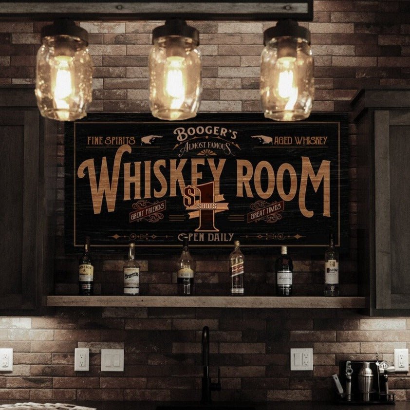 Unique Personalized Custom Whiskey Bar Sign Customized Pub Signs Gifts for Men by Groovy Guy