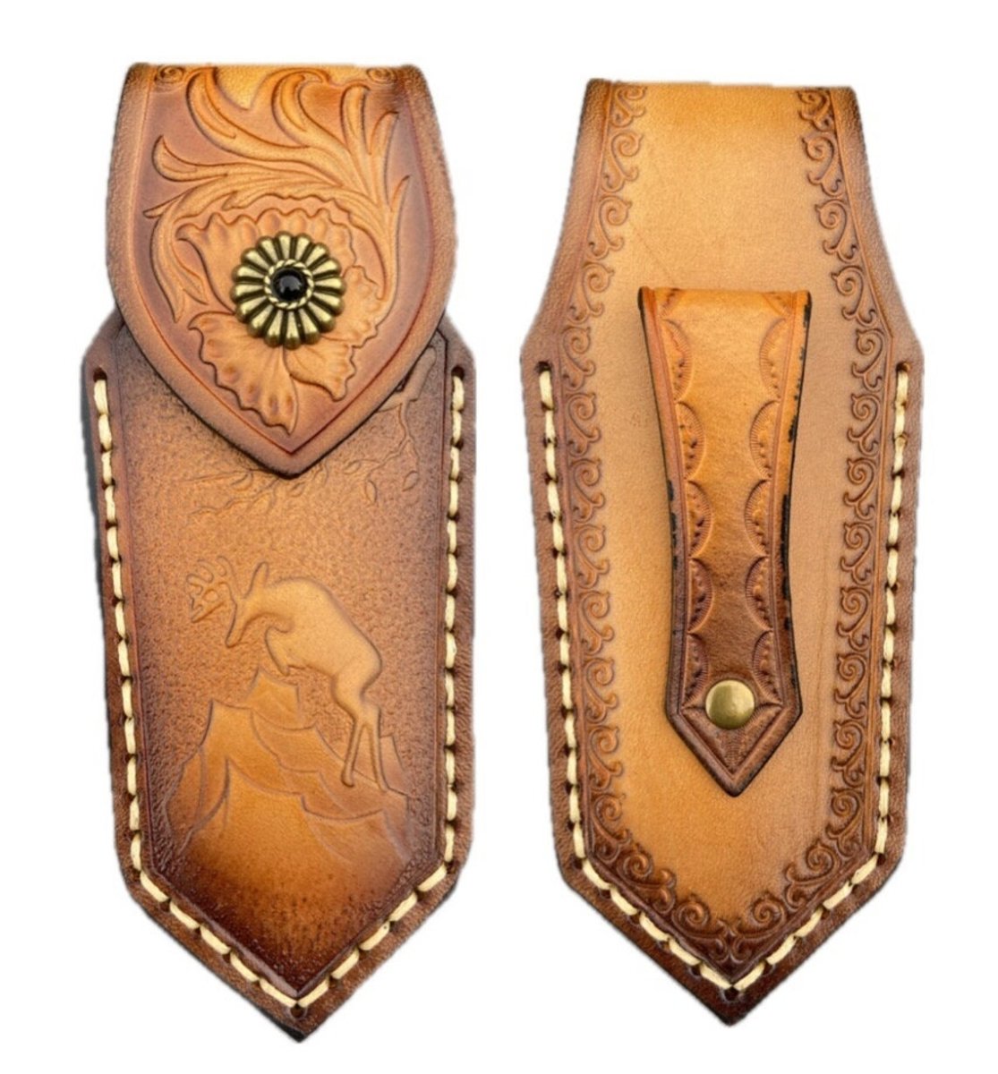Unique Personalized Damascus Deer Handle Customized Knives Gifts for Men by Groovy Guy