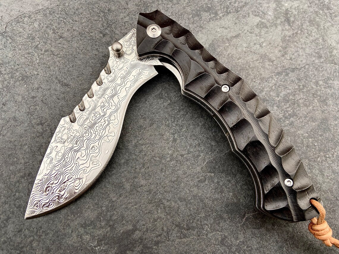 Unique Personalized Damascus EDC Razor Customized Knives Gifts for Men by Groovy Guy