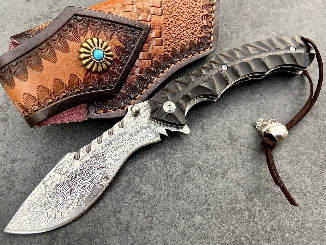 Unique Personalized Damascus EDC Razor Customized Knives Gifts for Men by Groovy Guy