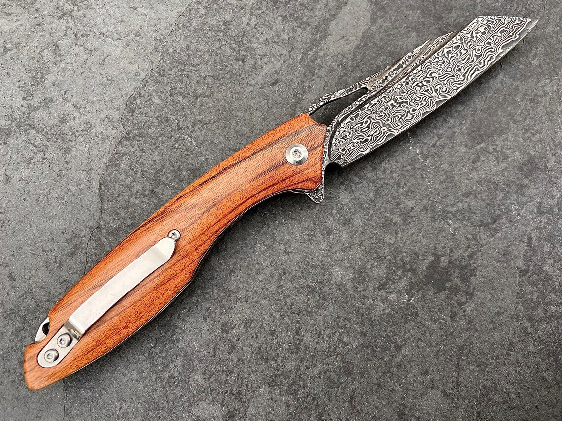 Unique Personalized Ironwood Damascus Blade Customized Knives Gifts for Men by Groovy Guy