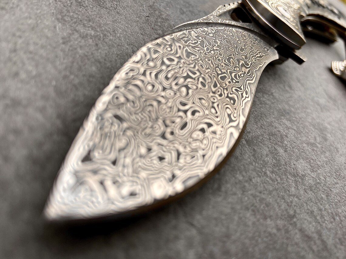 Unique Personalized Damascus Deer Handle Customized Knives Gifts for Men by Groovy Guy