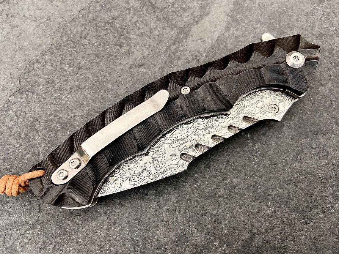 Unique Personalized Damascus EDC Razor Customized Knives Gifts for Men by Groovy Guy
