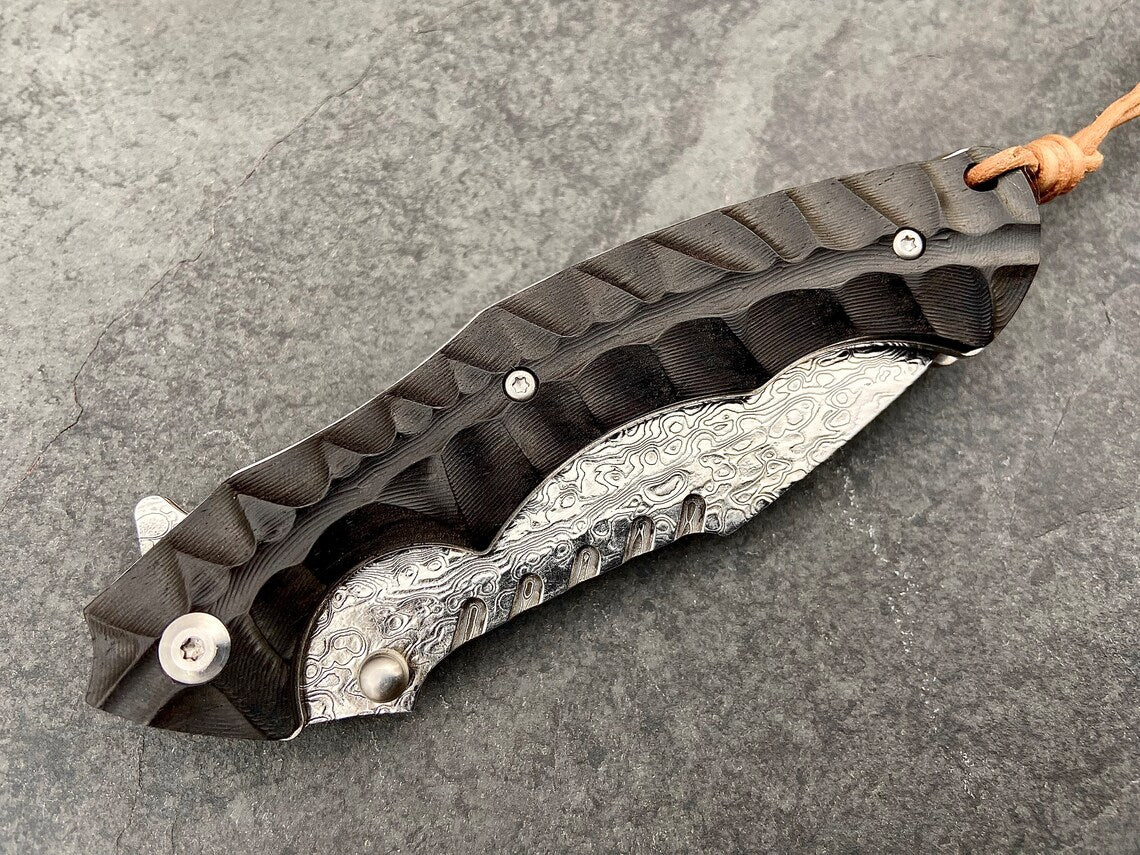 Unique Personalized Damascus EDC Razor Customized Knives Gifts for Men by Groovy Guy