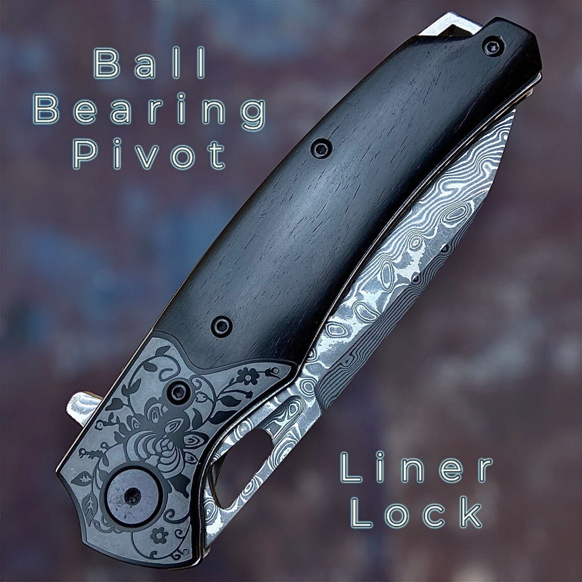 Unique Personalized Damascus EDC Pocket Knife Customized Damascus Knife Gifts for Men by Groovy Guy