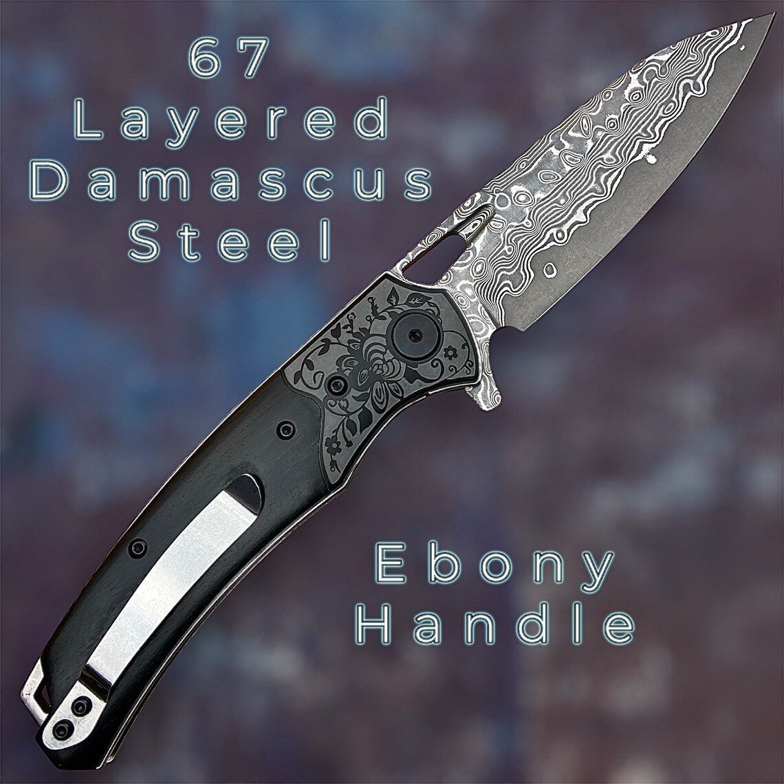 Unique Personalized Damascus EDC Pocket Knife Customized Damascus Knife Gifts for Men by Groovy Guy