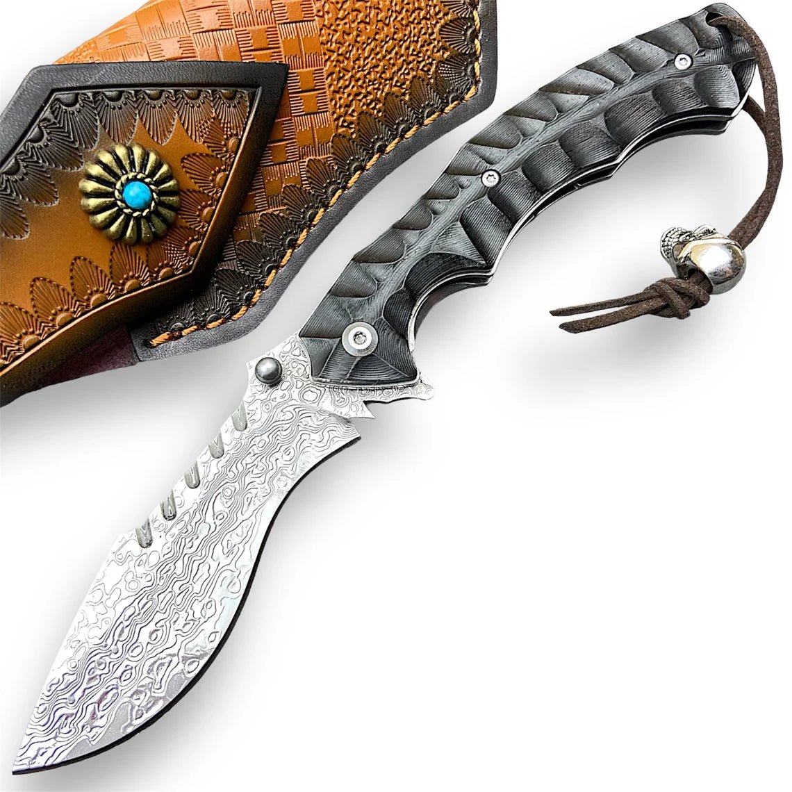Unique Personalized Elegant Ebony EDC Knife Customized Damascus Knife Gifts for Men by Groovy Guy