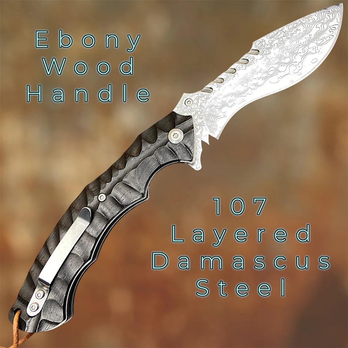 Unique Personalized Elegant Ebony EDC Knife Customized Damascus Knife Gifts for Men by Groovy Guy