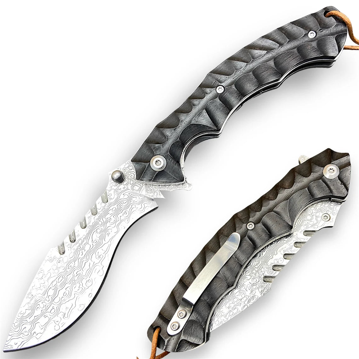 Unique Personalized Elegant Ebony EDC Knife Customized Damascus Knife Gifts for Men by Groovy Guy