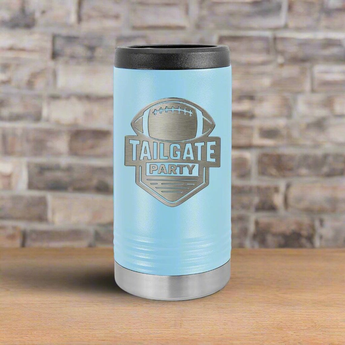 Engraved Football Can Cooler – Tailgate & Game Day Drink Holder for Men