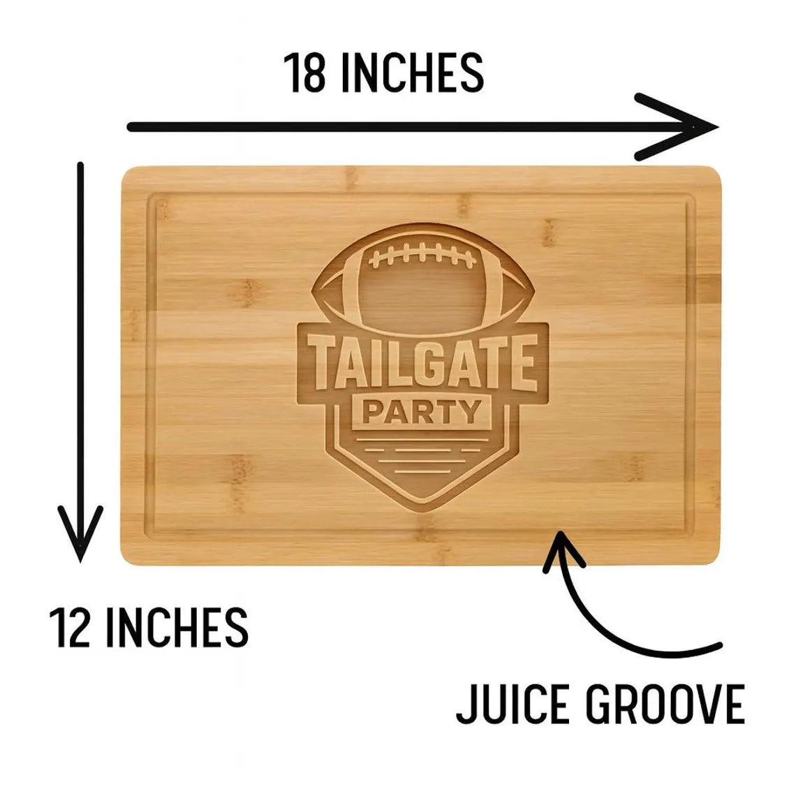 Engraved Football Tailgate Bamboo Cutting Board – Game Day Serving Board