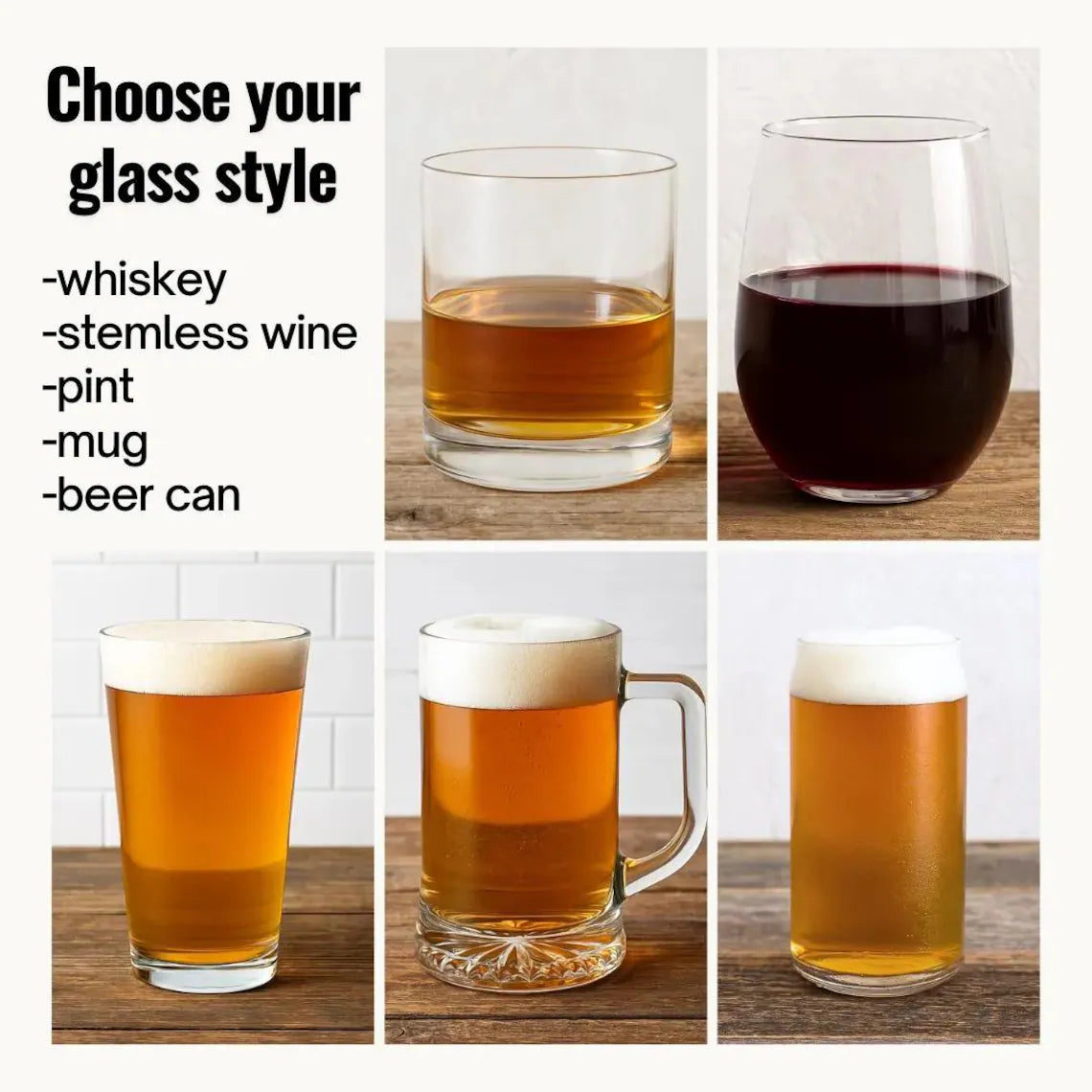 Personalized Est. Mom or Dad Engraved Glass — Whiskey, Wine, Pint, Mug, or Beer Can