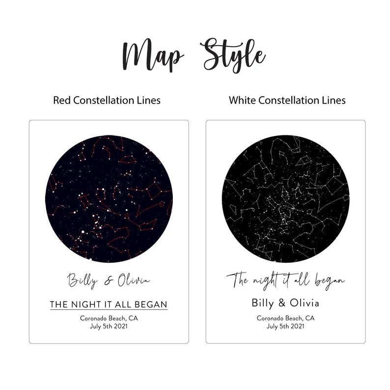 Unique Personalized Romantic Night Sky Map Customized Anniversary Gifts for Men by Groovy Guy