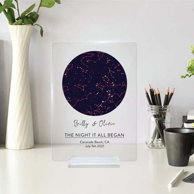 Unique Personalized Romantic Night Sky Map Customized Anniversary Gifts for Men by Groovy Guy