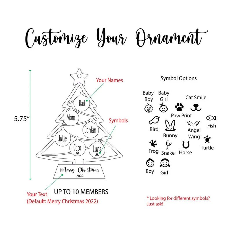 Unique Personalized Personalized Family Tree Christmas Ornaments Customized Holiday Ornaments Gifts for Men by Groovy Guy