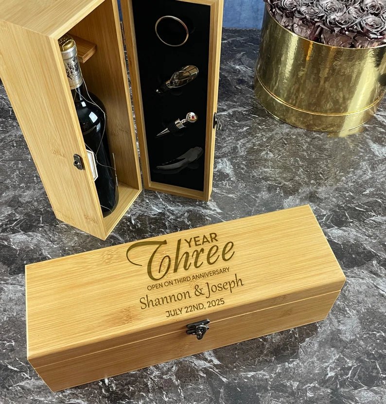 Unique Personalized Anniversary Wine Box Customized Anniversary Gifts for Men by Groovy Guy