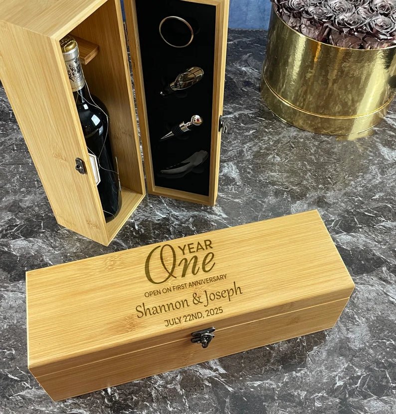 Unique Personalized Anniversary Wine Box Customized Anniversary Gifts for Men by Groovy Guy