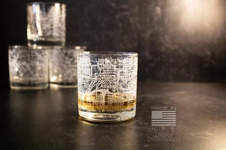 Unique Personalized City Map Rocks Glass Customized Whiskey Glass Gifts for Men by Groovy Guy