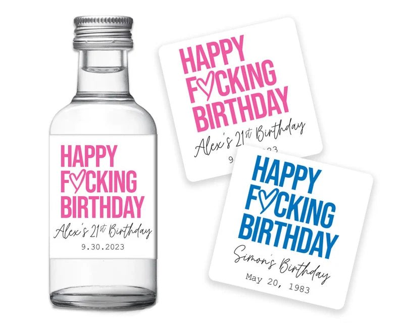 Unique Personalized Happy Birthday Mini Liquor Bottle Labels Customized Labels Gifts for Men by Groovy Guy