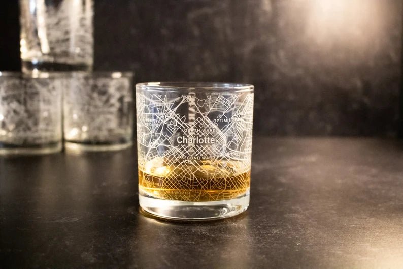 Unique Personalized City Map Rocks Glass Customized Whiskey Glass Gifts for Men by Groovy Guy