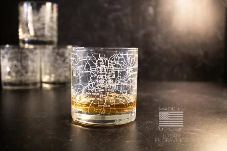 Unique Personalized City Map Rocks Glass Customized Whiskey Glass Gifts for Men by Groovy Guy