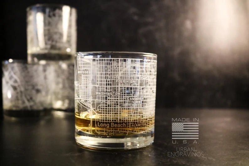 Unique Personalized City Map Rocks Glass Customized Whiskey Glass Gifts for Men by Groovy Guy