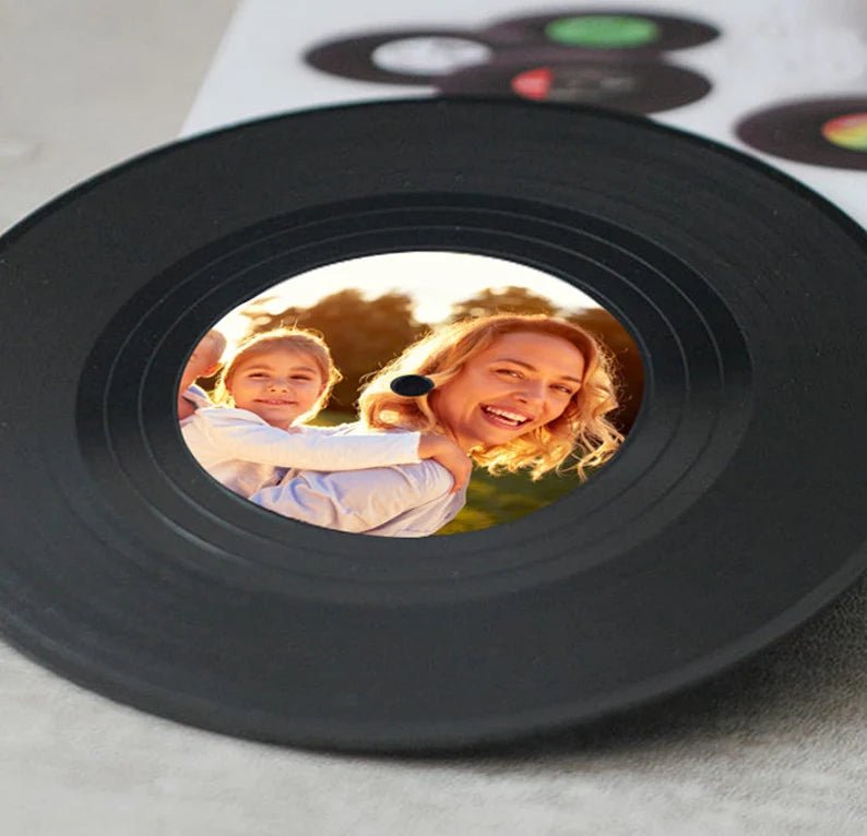 Unique Personalized Personalized Photo Vinyl Coasters Customized Anniversary Gifts for Men by Groovy Guy